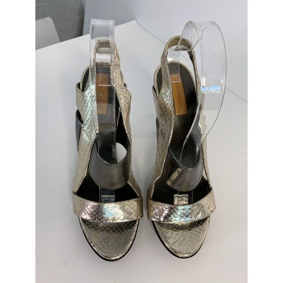 Womens Reed Krakoff Slingback Stiletto High Heel Size 38 EU 7.5 US Metalic 6064 - Picture 4 of 14